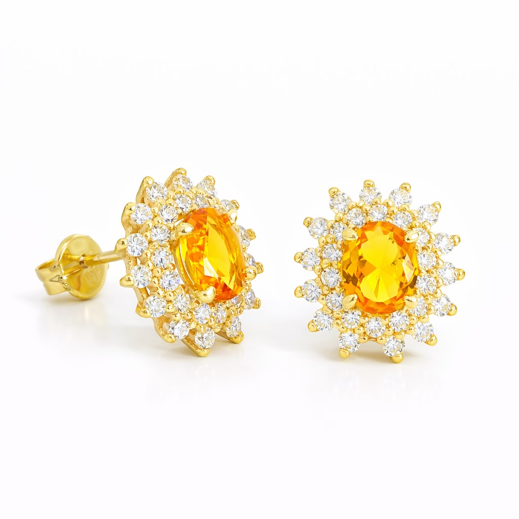 5x4MM NANO CITRINE STUD EARRINGS.9 KARAT