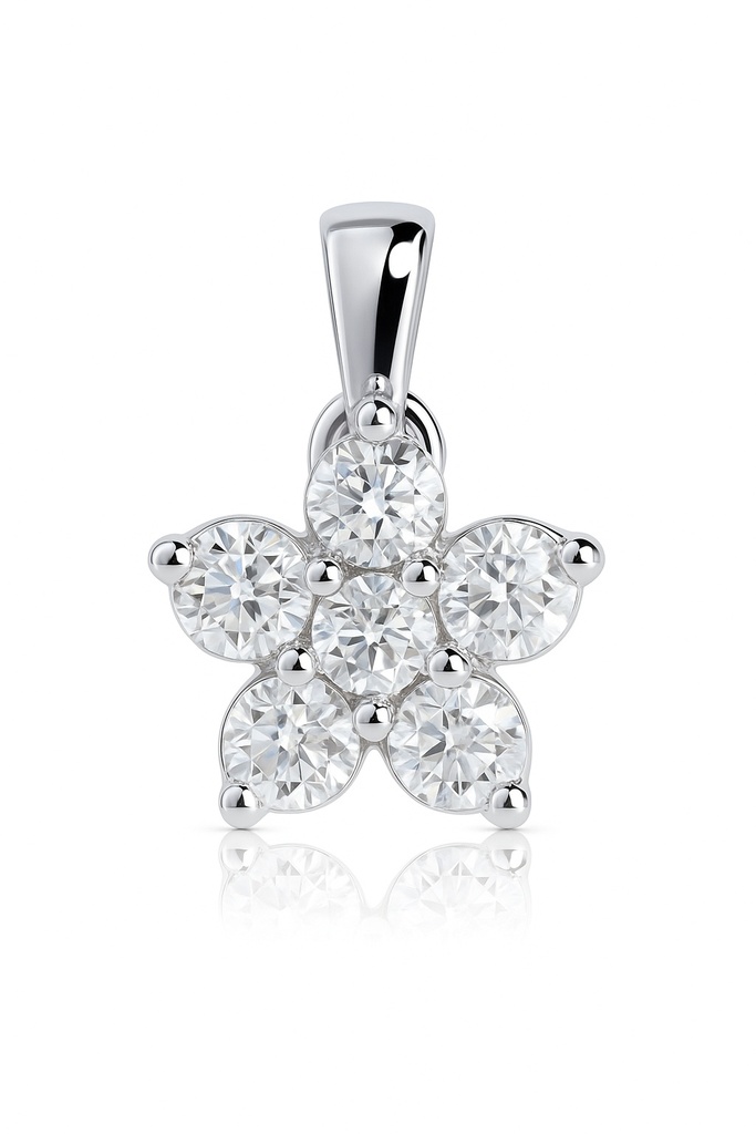 DIAMOND PENDANT FLOWER SHAPED.QUALITY HS,COLOR H.0.25 CT TW