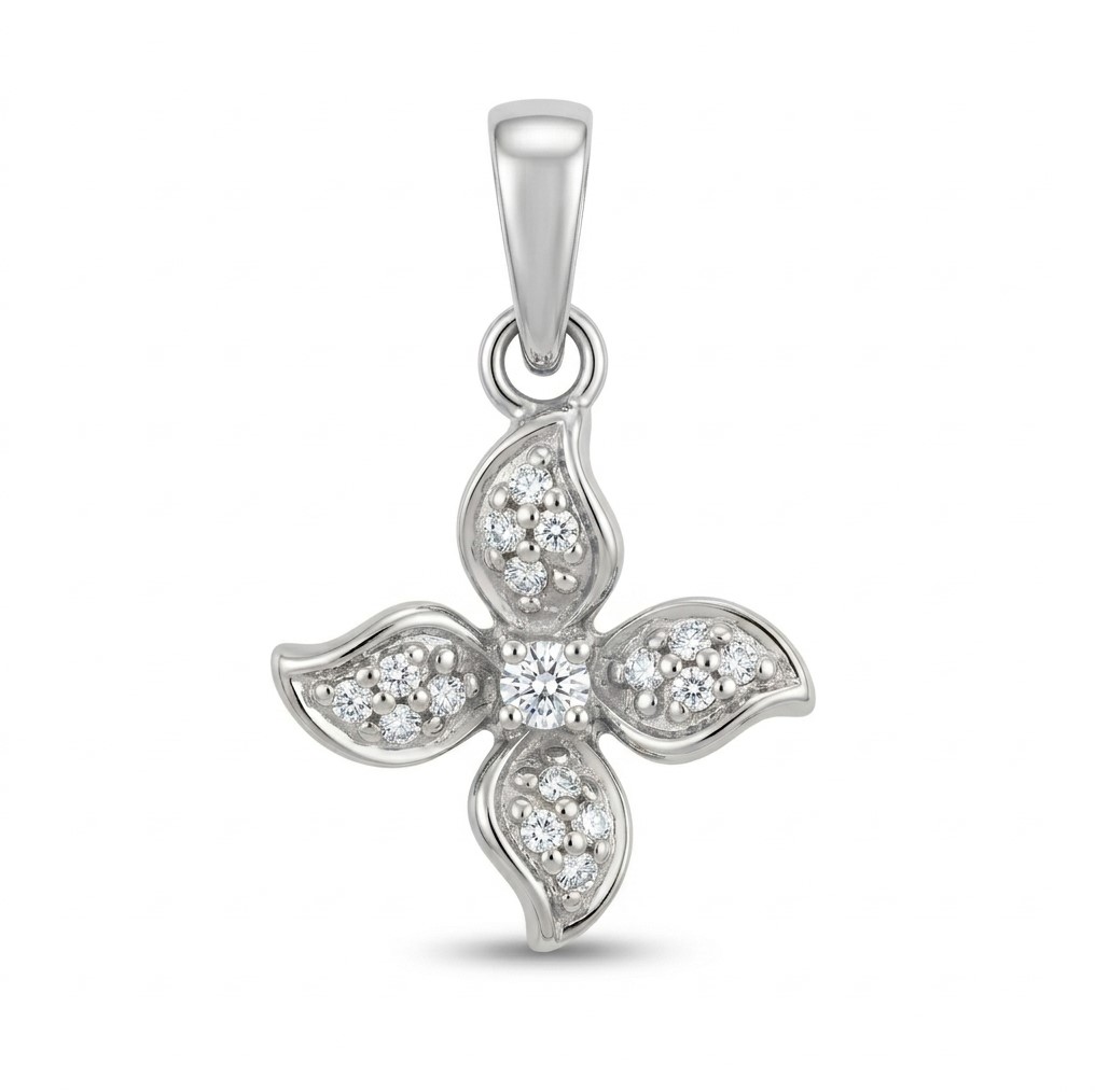 COLGANTE  FLOR CON BRILLANTES 0.07CT TW
