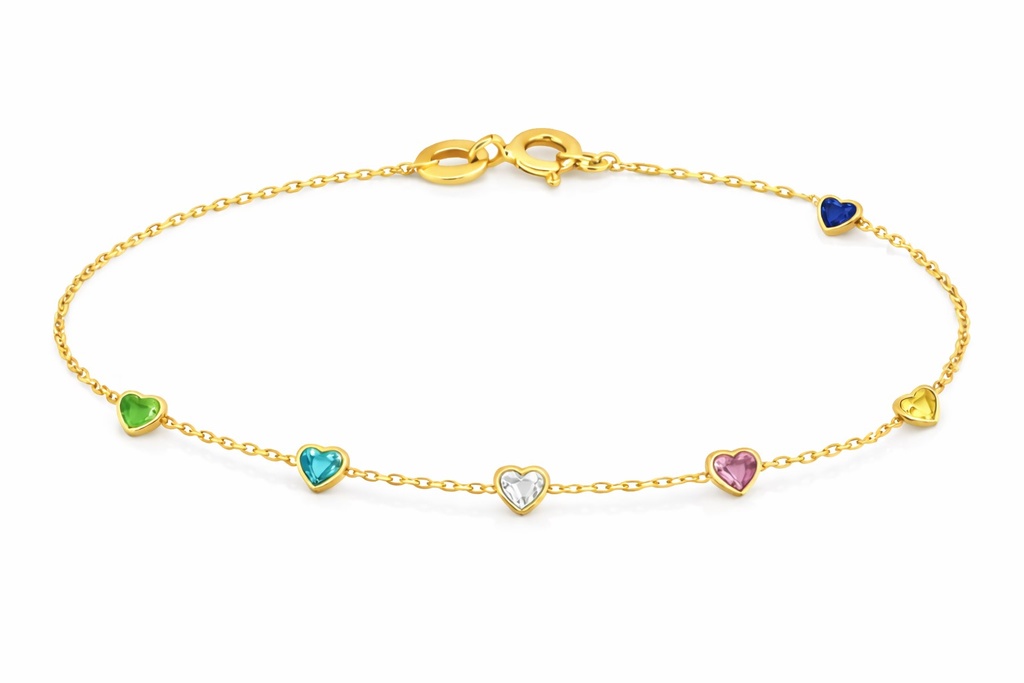 9 KARAT GOLD COLORED CZ HAEARTS BRACELET