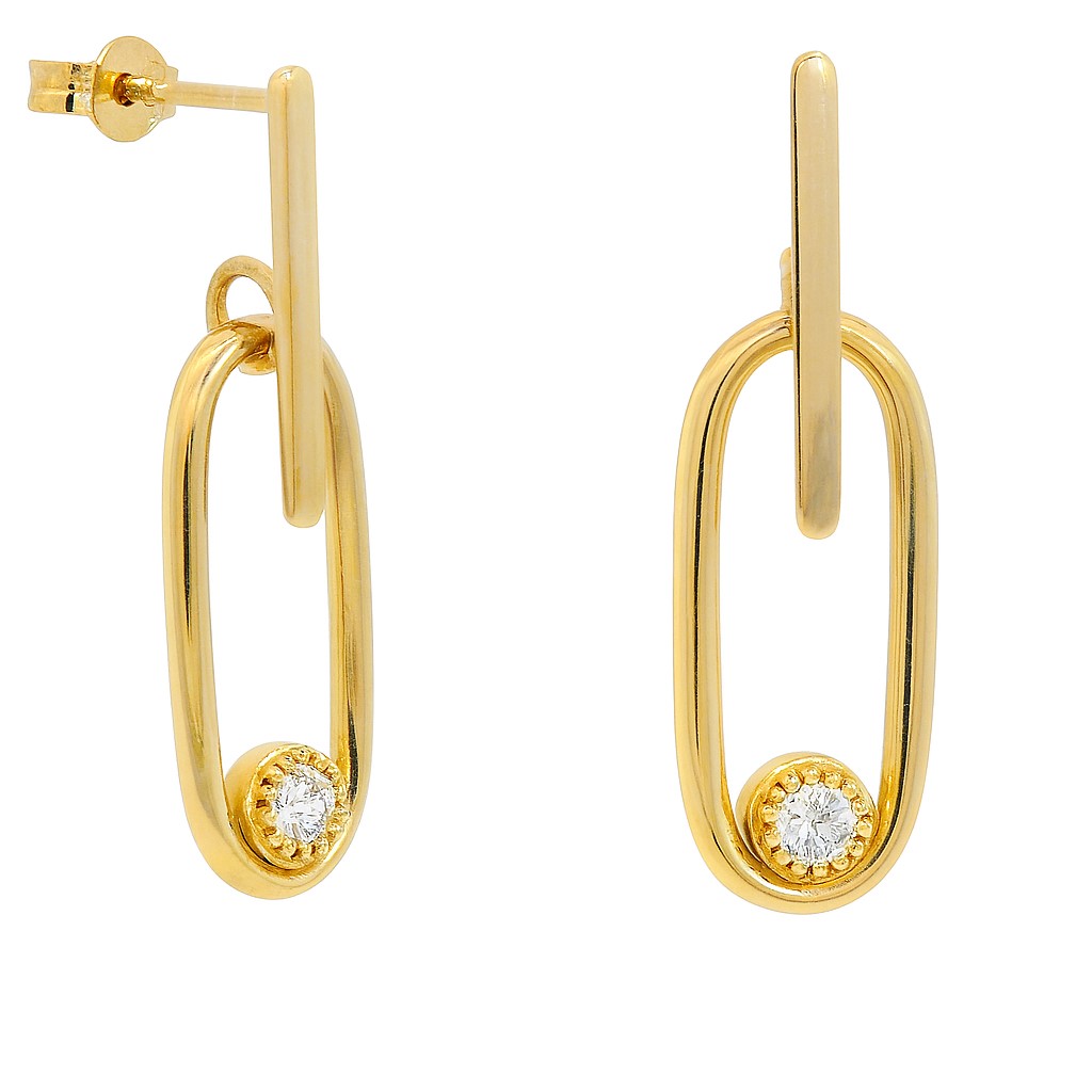 25MM LINK DANGLING EARRINGS WITH 3MM CZ.