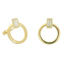 11MM ROUND EARRINGS WITH SQUARE CZ.