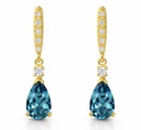 PENDIENTES LARGOS CON PERA 6x4 TOPACIO LONDON BLUE.PRESION.18MM