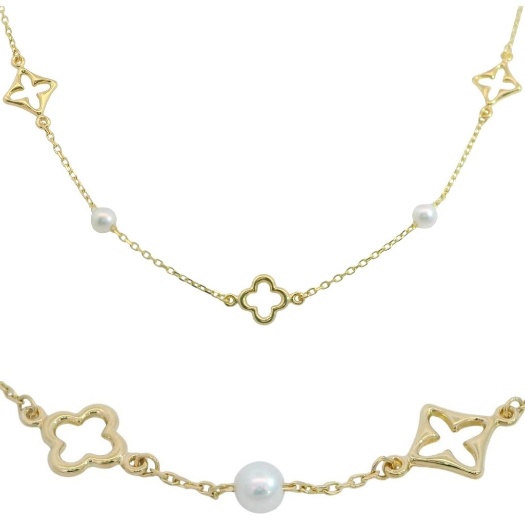 FLOWERS AND FRESHWATER PEARLS NECKLACE.45CM.