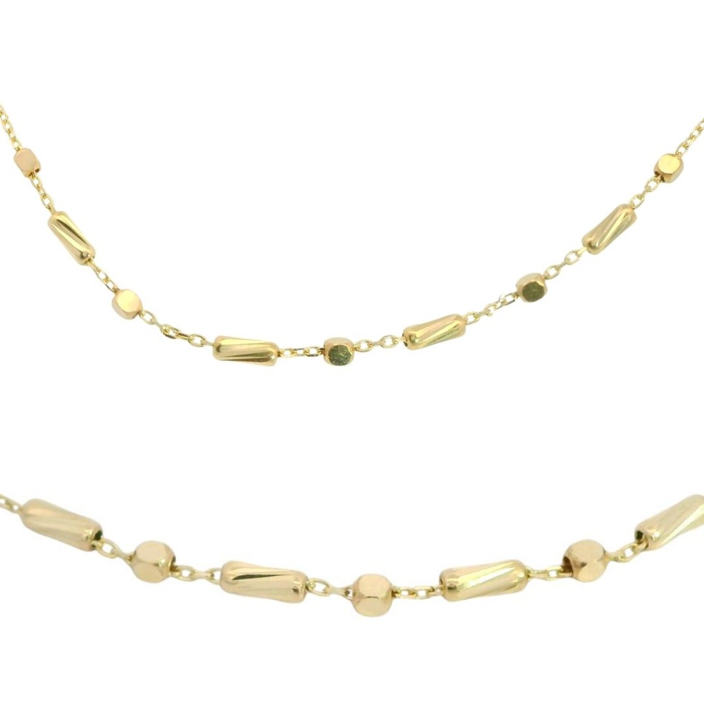 GOLD BALLS AND TUBES NECKLACE.45CM.