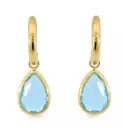 PENDIENTES PIEDRA FACETA AGUA MARINA 10x7MM  ORO AMARILLO