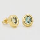 7x6MM OVAL STUD EARRINGS WITH SEMI-PRECIOUS BLUE STONE.