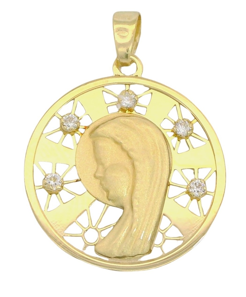 22MM ROUND VIRGIN MEDAL WITH CZ.