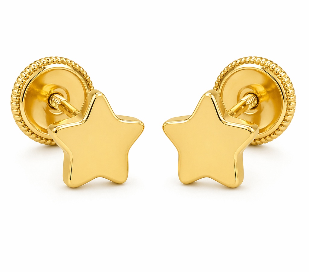 5MM STARS BABY EARRINGS.SCREW BACK