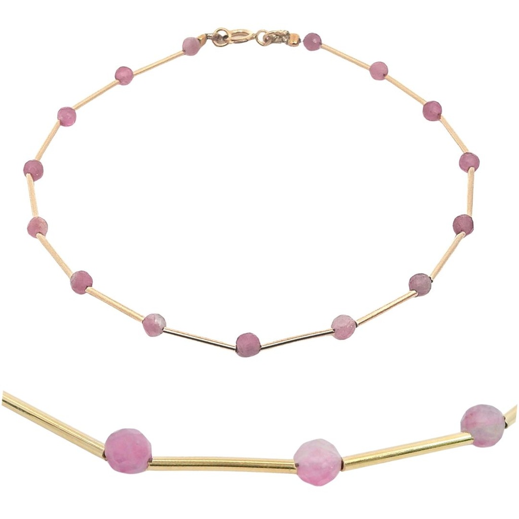 GOLD TUBES AND TOURMALINE STONES BRACELET.17CM.