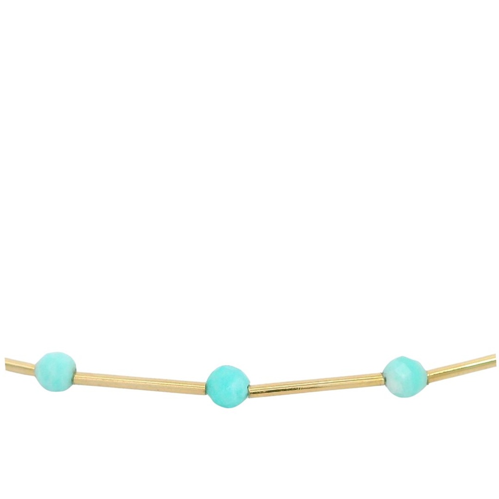 PULSERA TUBOS CUBO PIEDRA AMAZONITA SEMIPRECIOSA 17CM