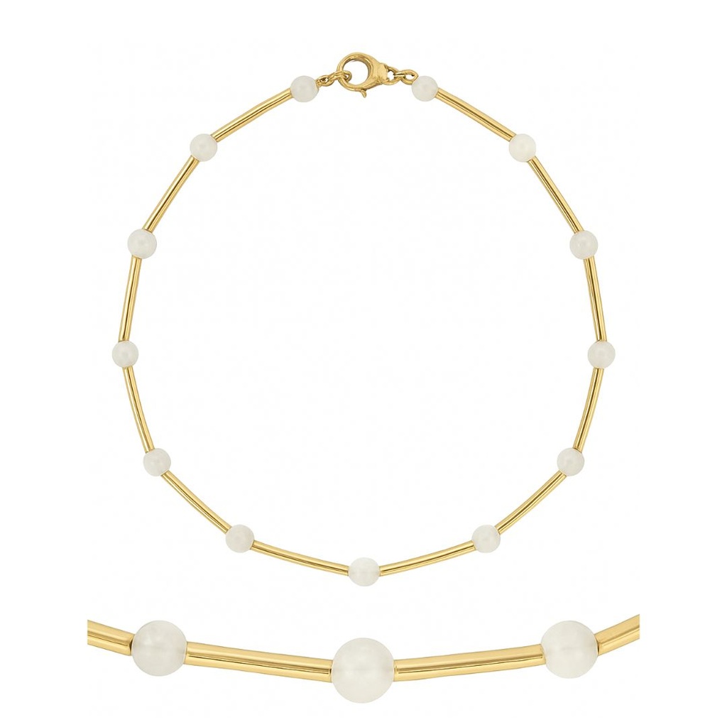 GOLD TUBES AND MOONSTONES.17CM.