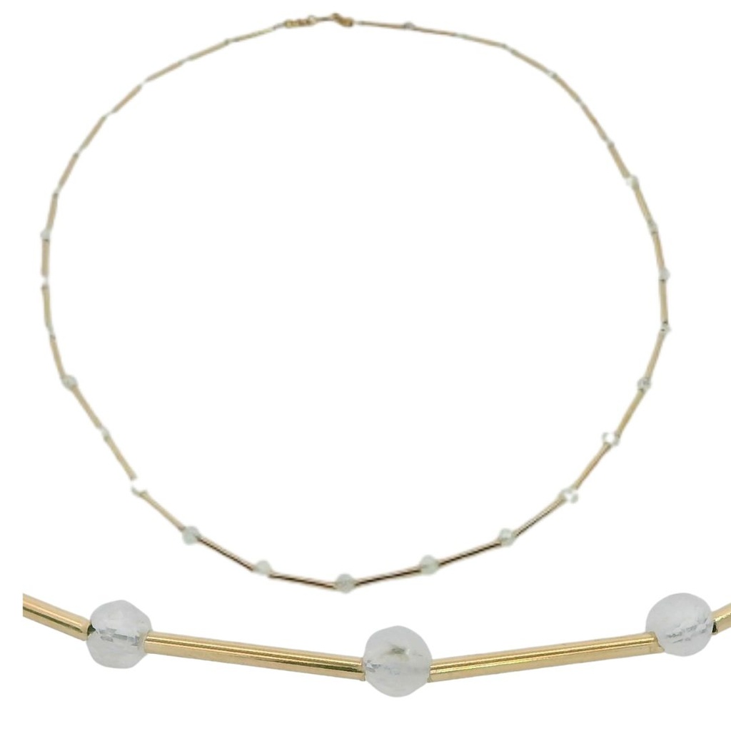 GOLD TUBES AND MOONSTONE NECKLACE