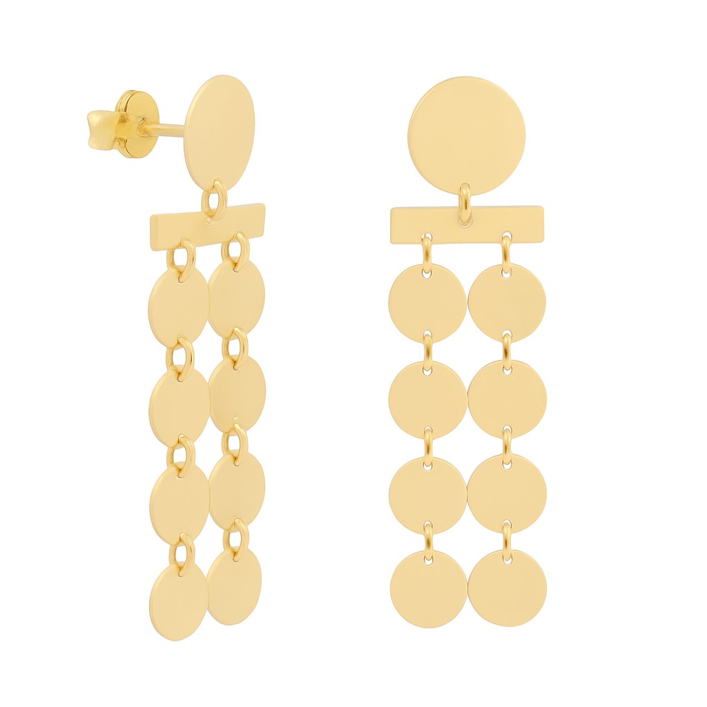 28x8MM CIRCLES DANGLING EARRINGS.PUSHBACK