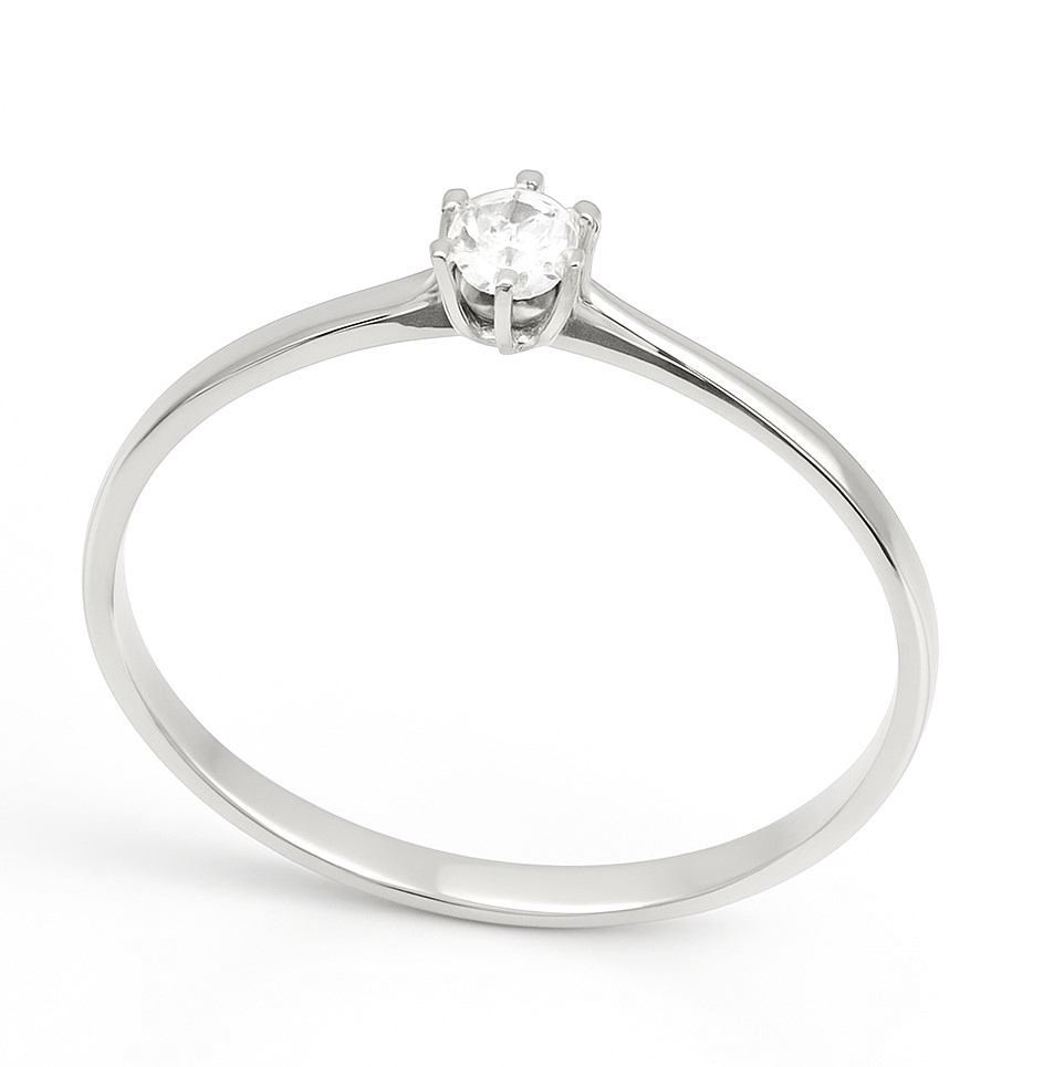 3MM DIAMOND WHITE GOLD SOLITAIRE RING.QUALITY VS.COLOR H.0.11 CT