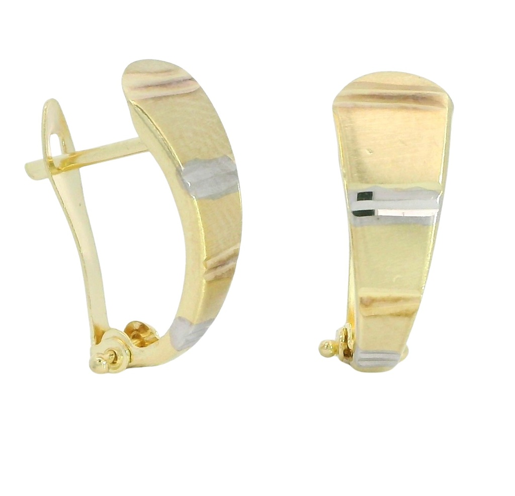 TWO TONE GOLD LEVERBACK EARRINGS