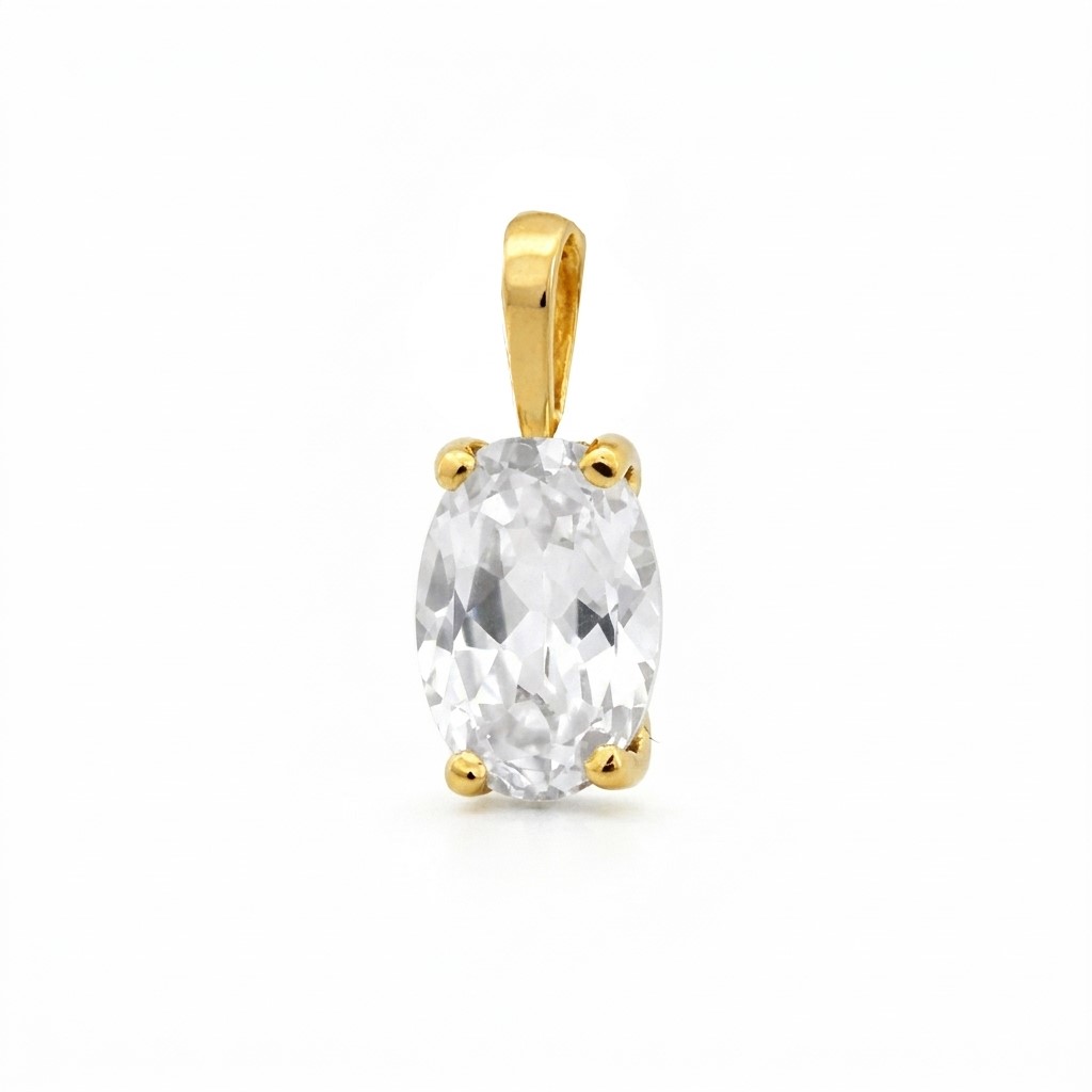 COLGANTE TOPACIO BLANCO OVAL 7x5MM. 9 KILATES