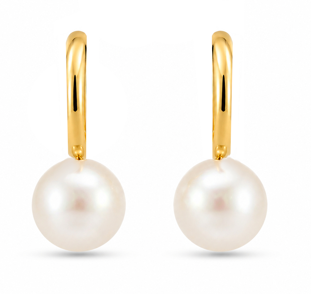 FRESHWATER PEARL PUSHBACK EARINGS.9 KARAT GOLD 