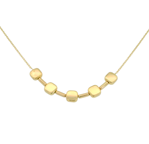 5 SQUARES 9 KARAT GOLD NECKLACE 