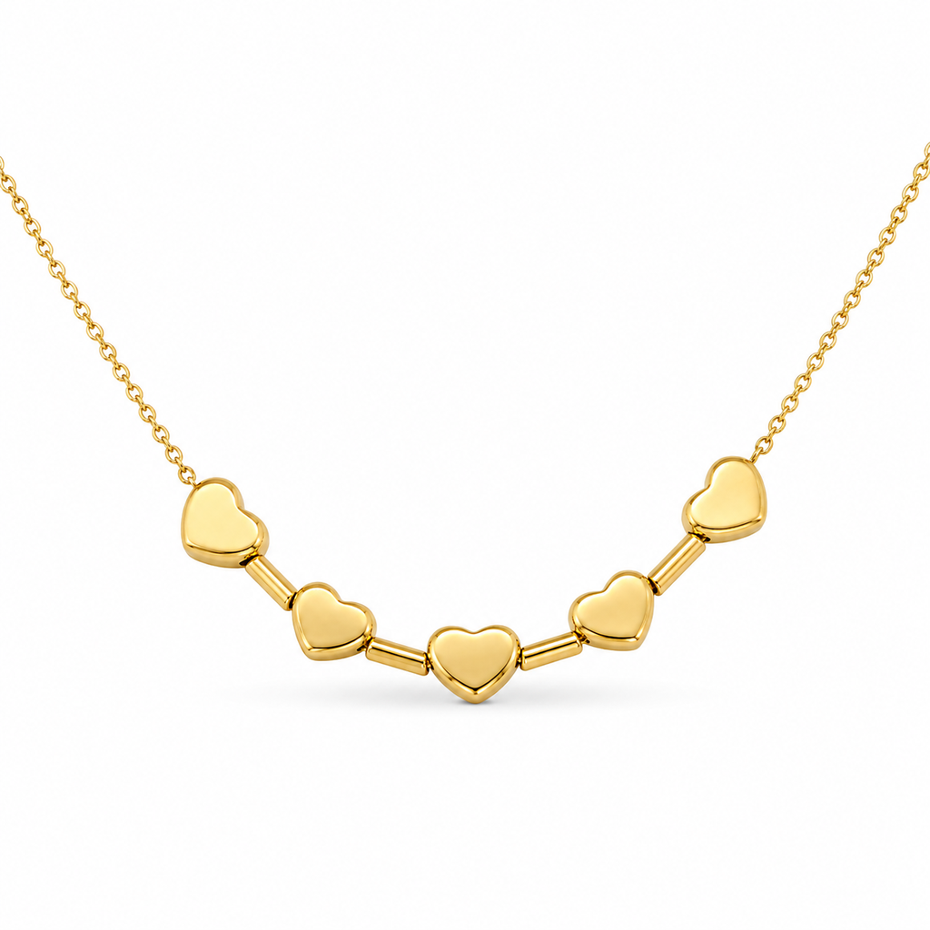 5 HEARTS 9 KARAT GOLD NECKLACE 