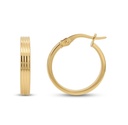 9K GOLD 14x3MM  CARVED HOOP EARRINGS