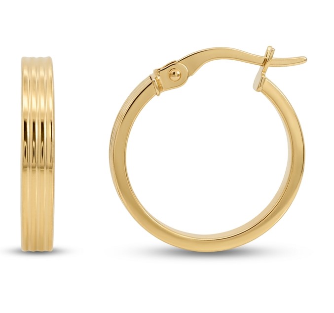 18x3MM CARVED HOOP EARRINGS.9 KARAT