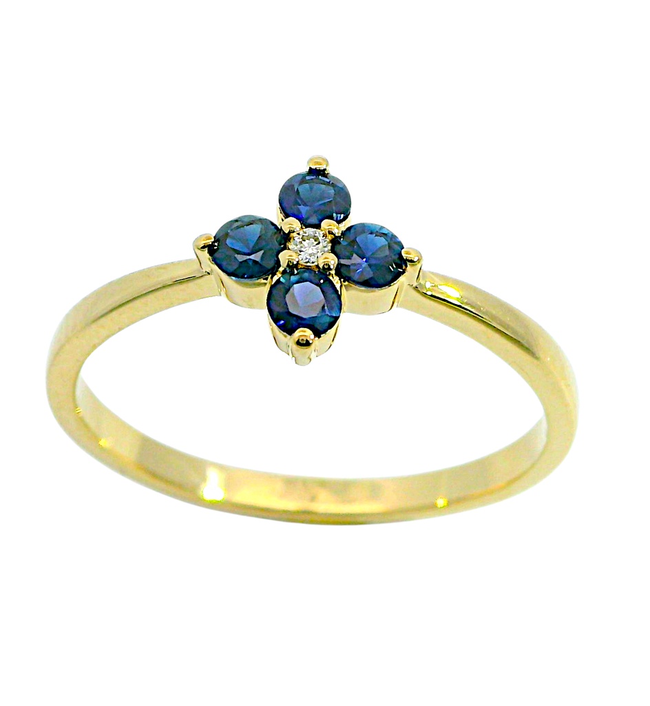 SORTIJA  BRILLANTES DI 1RD 0.01 CT 4 ZAFIROS 0.038 CTS