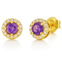 5MM STUD EARRINGS.3MM AMETHYST AND CZ