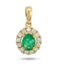 5x4MM(0.41 CT)OVAL EMERALD PENDANT WITH H-SI DIAMONDS(0.13 CT TW)
