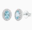 0.84 AQUAMARINE AND DIAMONDS STUD EARRINGS.QUALITY SI,COLOR H.0.14 TW