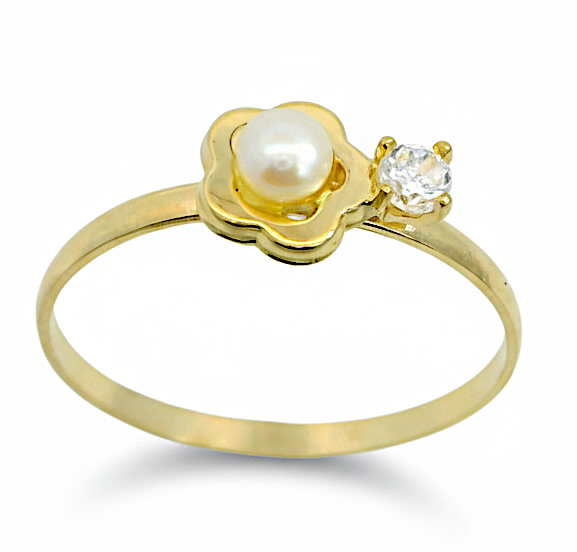 FIRST COMMUNION FRESHWATER PEARL FLOWER RING