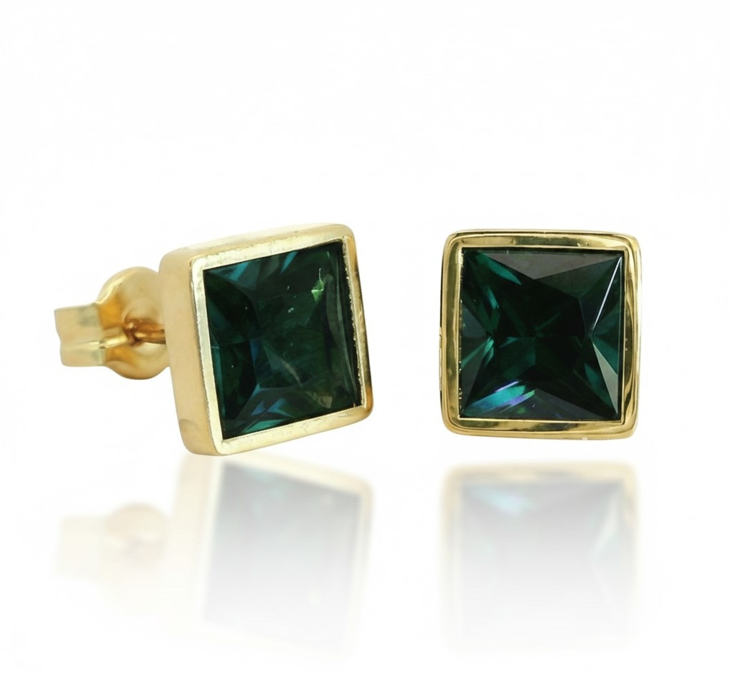 PENDIENTES CUADRADOS 6x6 MM PIEDRA TOPACIO LONDON BLUE