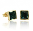 PENDIENTES CUADRADOS 6x6 MM PIEDRA TOPACIO LONDON BLUE