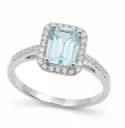 SORTIJA AGUAMARINA 7x5MM (1.10 CT) Y  BRILLANTES DI 38 RD VSI H 0.18  CT TW