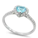 SORTIJA TOPACIO AZUL CORAZON 5MM(0.37 CT) Y  BRILLANTES DI 28 RD VSI H 0.25  CT TW