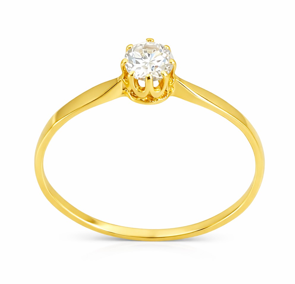 CZ SOLITAIRE GOLD RING.9 KARAT
