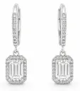 1.20 CT WHITE SAPPHIRE AND 0.16 CT TW DIAMONDS DANGLING EARRINGS