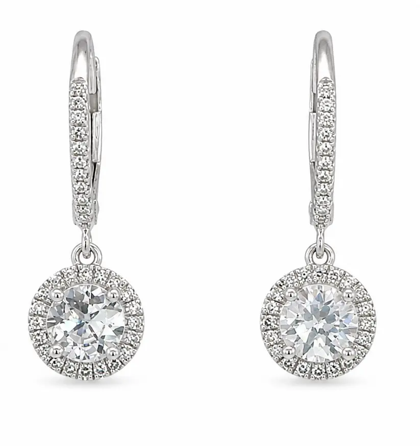PENDIENTES BRILLANTES REDONDOS Di 62 RD 0.17 CT.TW 2RD ZAFIROS BLANCOS 1.00 CT TW