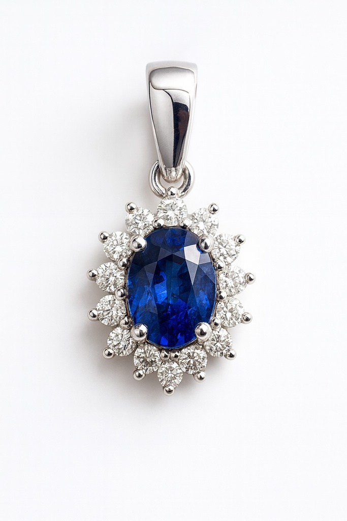 COLGANTE BRILLANTES 1 ZAFIRO 0.64 CT DI 14 RD SI H 0.15 CT TW