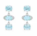 BLUE TOPAZ AND DIAMONDS DANGLING EARRINGS.