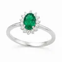 SORTIJA  ESMERALDA OVAL 0.98CT Y  BRILLANTES 0.30 CT TW