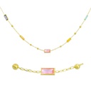 BAGUETTE COLORED CZ NECKLACE .45CM