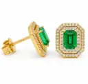 PENDIENTES ESMERALDA 0.65CT TW Y BRILLANTES 0.34CT  CT TW