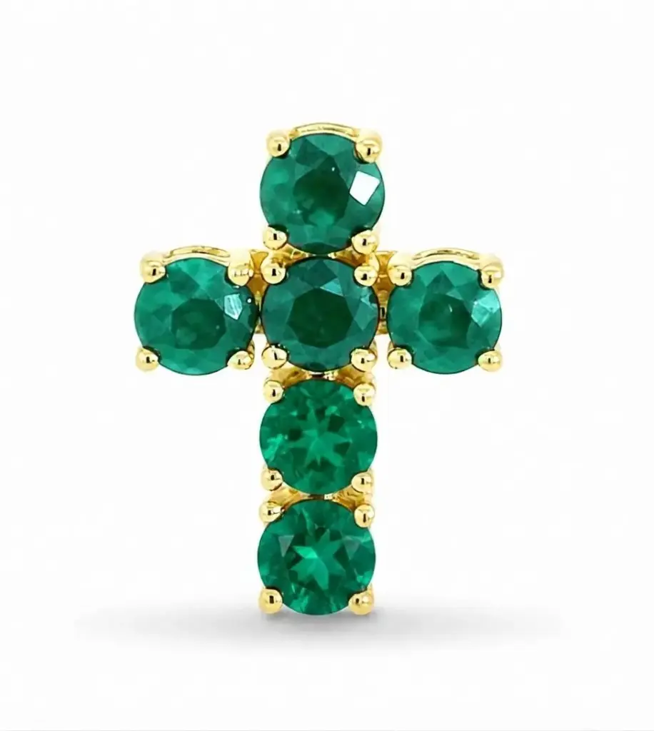 CRUZ 12x9MM CON 6 ESMERALDAS.0.65 CT TW