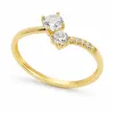 4 AND 3MM ROUND CZ RING.9 KARFAT GOLD 