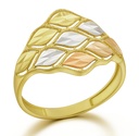 TRI-COLOR TONE GOLD LEAVES RING