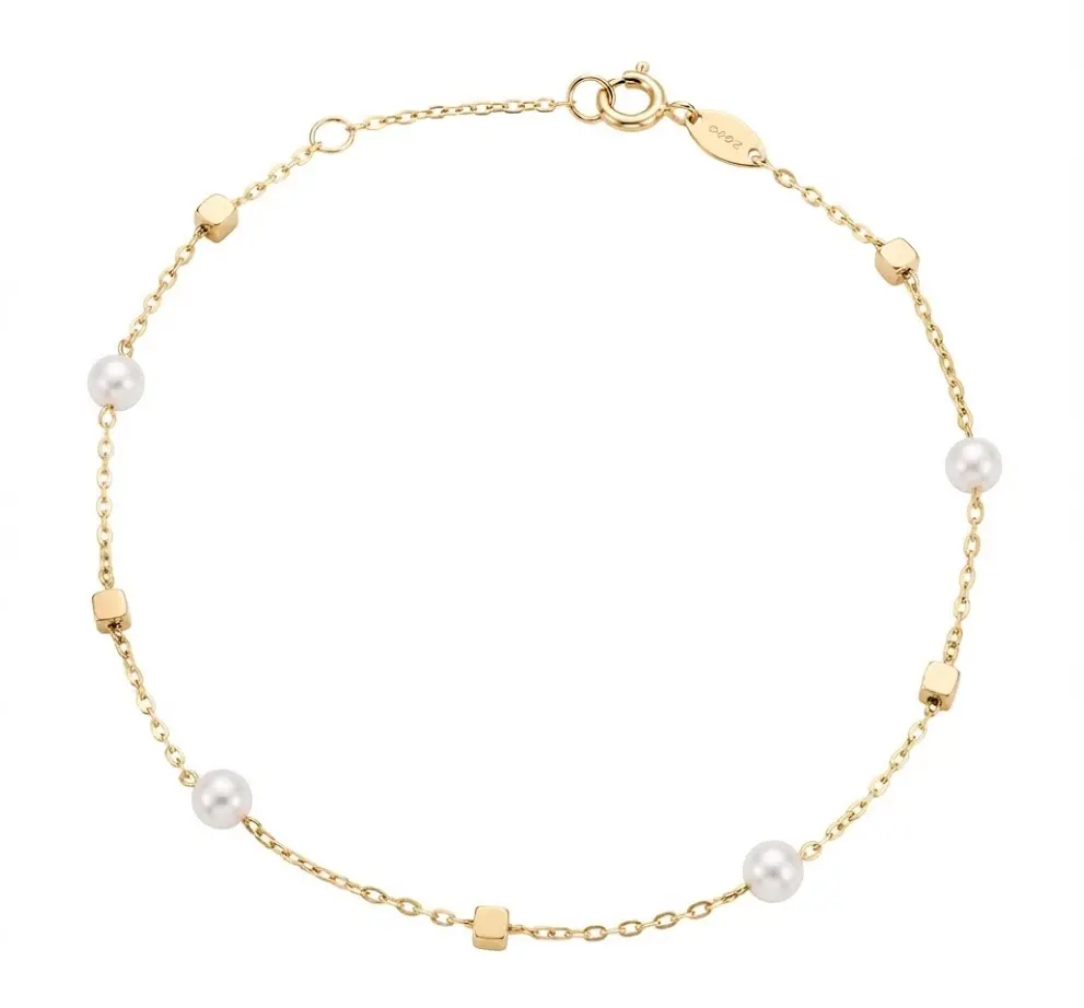 19 CM FRESHWATER PEARLS AND CUBES BRACELETS