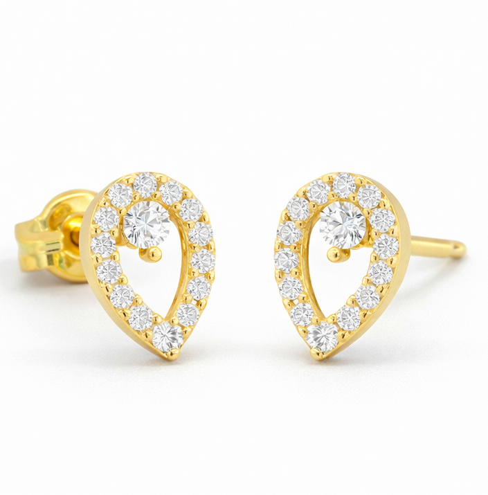 7MM PEAR STUD EARRINGS WITH CZ