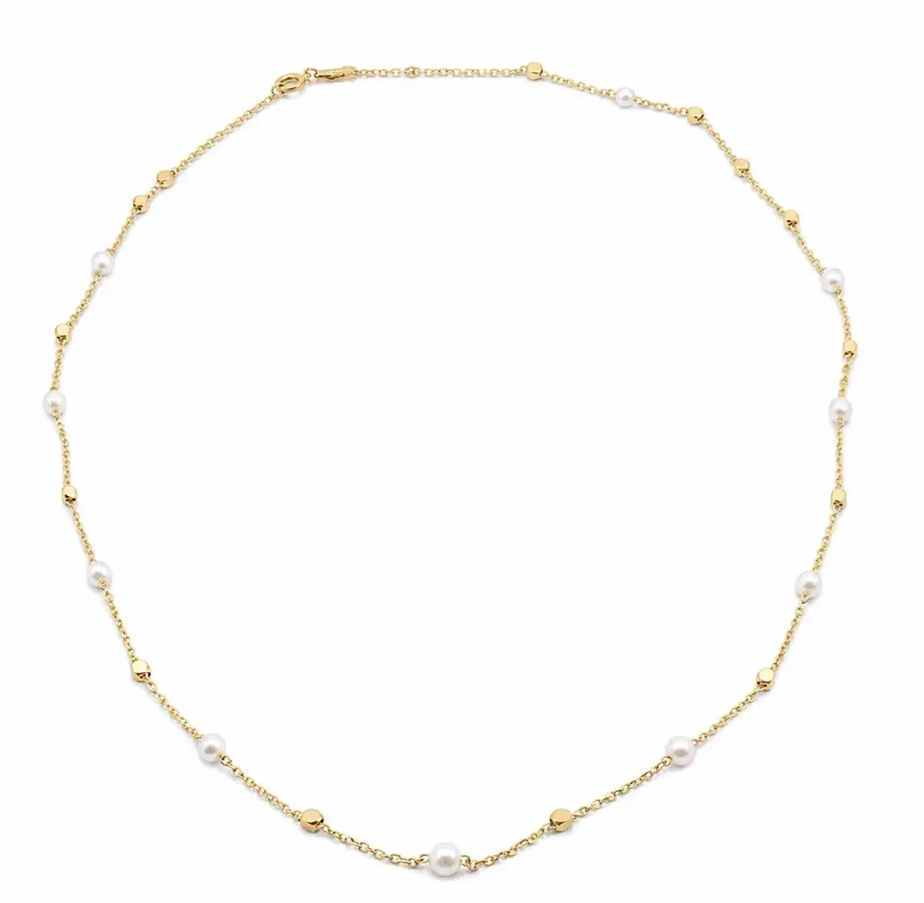 45CM GOLD BALLS AND FRESHWATER PEARL NECKLACE 
