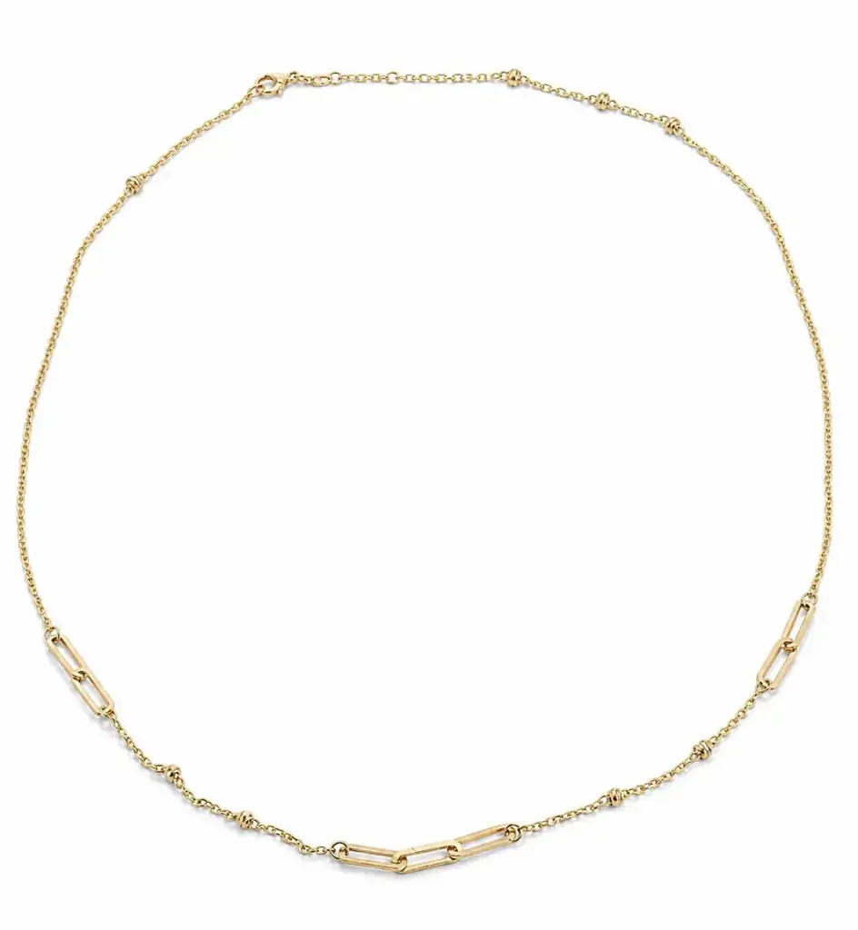 GOLD BALLS AND LINKS NECKLACE.45CM 